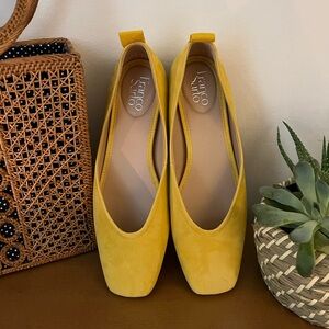 FRANCO SARTO • L-AILEE lemon 🍋 yellow suede square toe flats • size 10 / EUR 40
